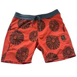 Volcom Slingers Mens Board Shorts Swim Trunks Sz 34 Sun Medallion 4-Way Stretch
